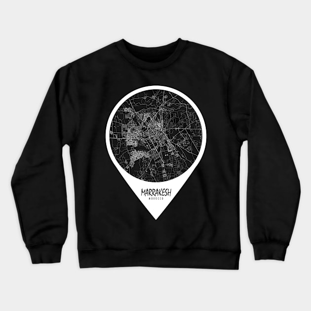 Marrakesh, Morocco City Map - Travel Pin Crewneck Sweatshirt by deMAP Studio